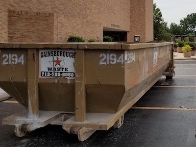 Gainsborough Waste roll-off dumpster available for dumpster rental in Houston TX