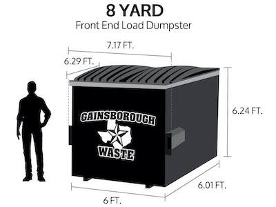 Gainsborough Waste 8-yard front load dumpster available for rental in Houston TX