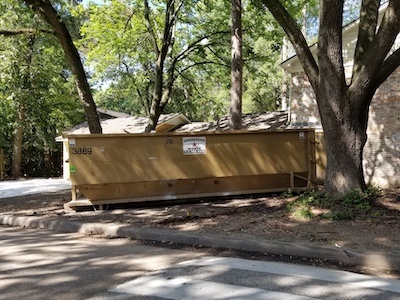 Gainsborough Waste roll-off dumpster in Houston, Texas, where we provide residential waste service for homebuilding and home improvement projects