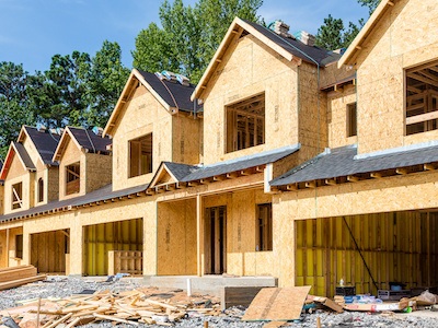 Residential construction site requiring construction dumpsters to keep waste under control