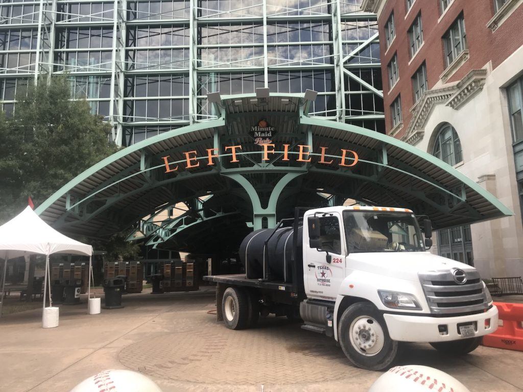 Truck in front of Minute Maid Park