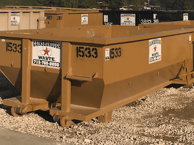 Gainsborough Waste 20-yard dumpster that can be used at the construction site