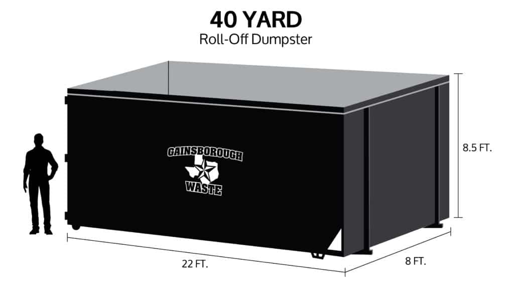 Illustration of a 40-yard commercial dumpster from Gainsborough Waste