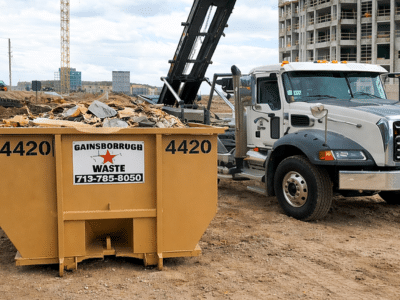 Gainsborough Waste roll-off dumpster positioned at a construction site