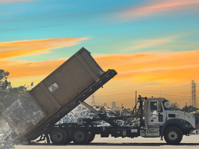 Gainsborough Waste dumpster removing waste at our Dump Site in Houston, Texas