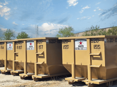 Gainsborough Waste roll-off dumpsters positioned outdoors for an event